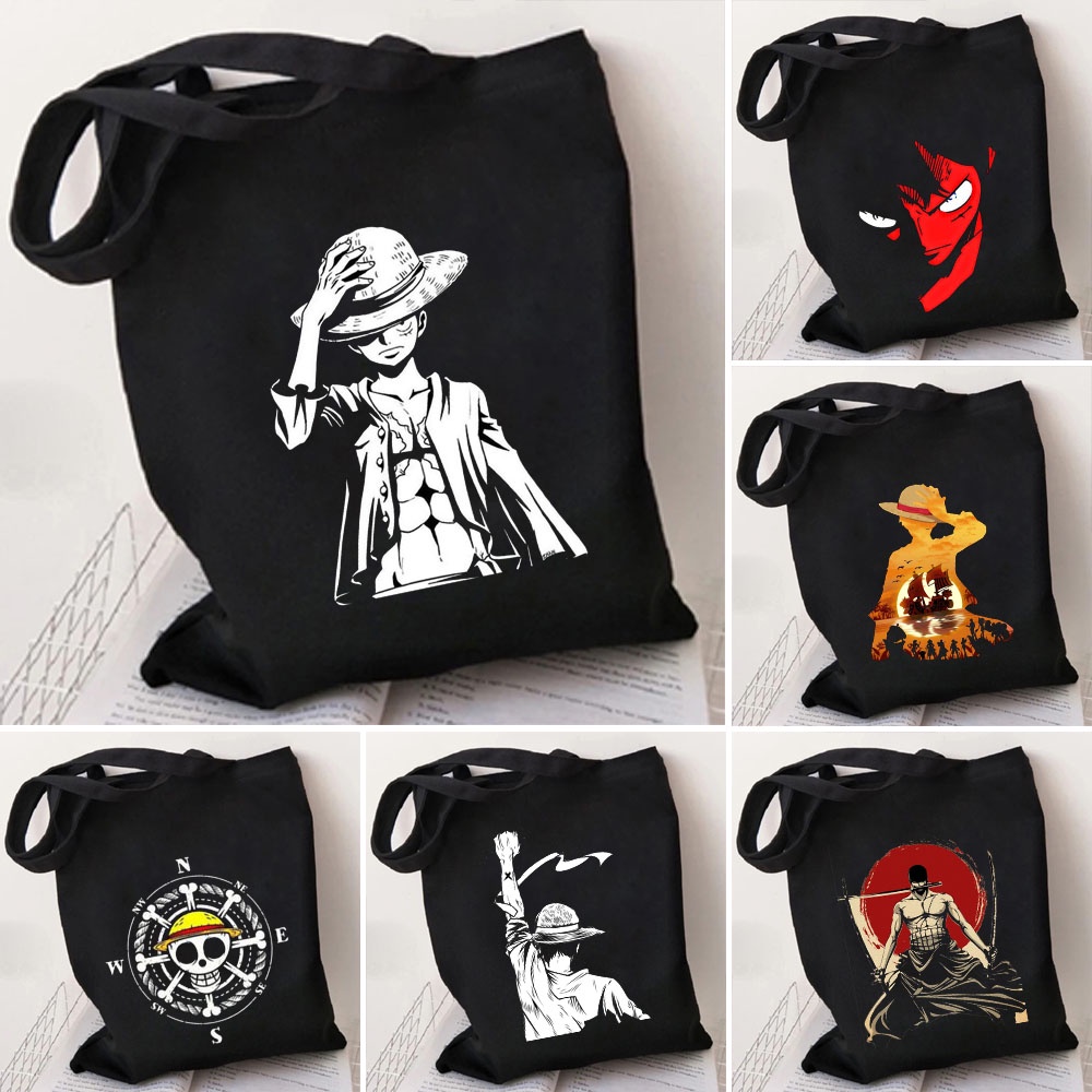 Dễ Thương Túi tote Đeo Vai Vải canvas In Hình monkey d luffy Rronoa zoro one piece Có Thể Tái Sử Dụng Cho Nữ