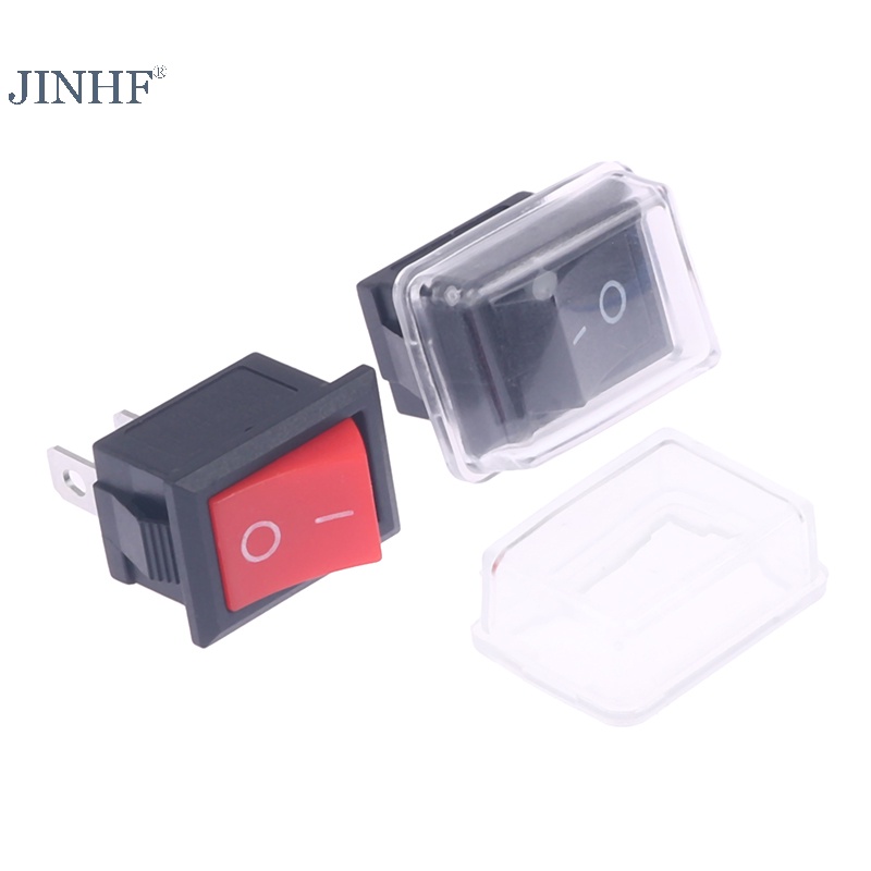 Jinhf 5 cái nút nhấn công tắc nhỏ 2pin bật / tắt công tắc rocker với nắp chống thấm nước nóng