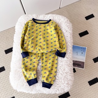 Hàng Mới Về 0-15Years Cao Cấp Trẻ Em 100% Cotton Nguyên Chất Bộ Đồ Ngủ Hoạt Hình Jacquard Giữ Ấm Đồ Ngủ