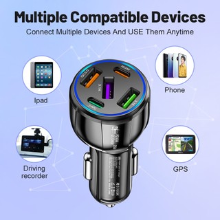 Tẩu Sạc Nhanh PD QC3.0 5 Cổng USB 75W Cho Xe Ô Tô