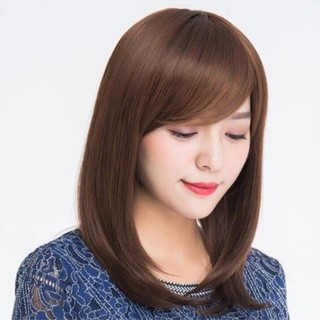 Wig - Bộ Tóc Giả Nguyên Đầu Thẳng Ngang Lưng Mái Chéo Trung Niên TN09 Hamin