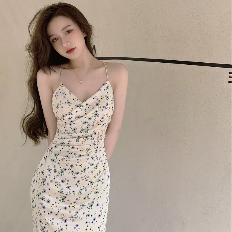 Đầm Hoa Hai Dây Dáng Chữ A Phong Cách Mới