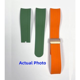 Dây Đeo Đồng Hồ Bằng Silicone Cao Su Dày 22mm Khóa Cài Vàng Chống Nước Cho Rolex