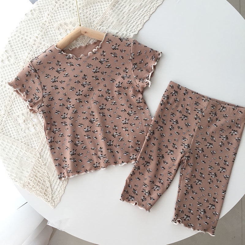 Bộ Đồ Ngủ Mùa Hè Trẻ Em 80-140CM Ice Silk Mỏng Hai Mảnh Homewear Điều Hòa Không Khí Bé Gái Tay Ngắn Phù Hợp Với Trẻ Em Phù Hợp Với 7NJP