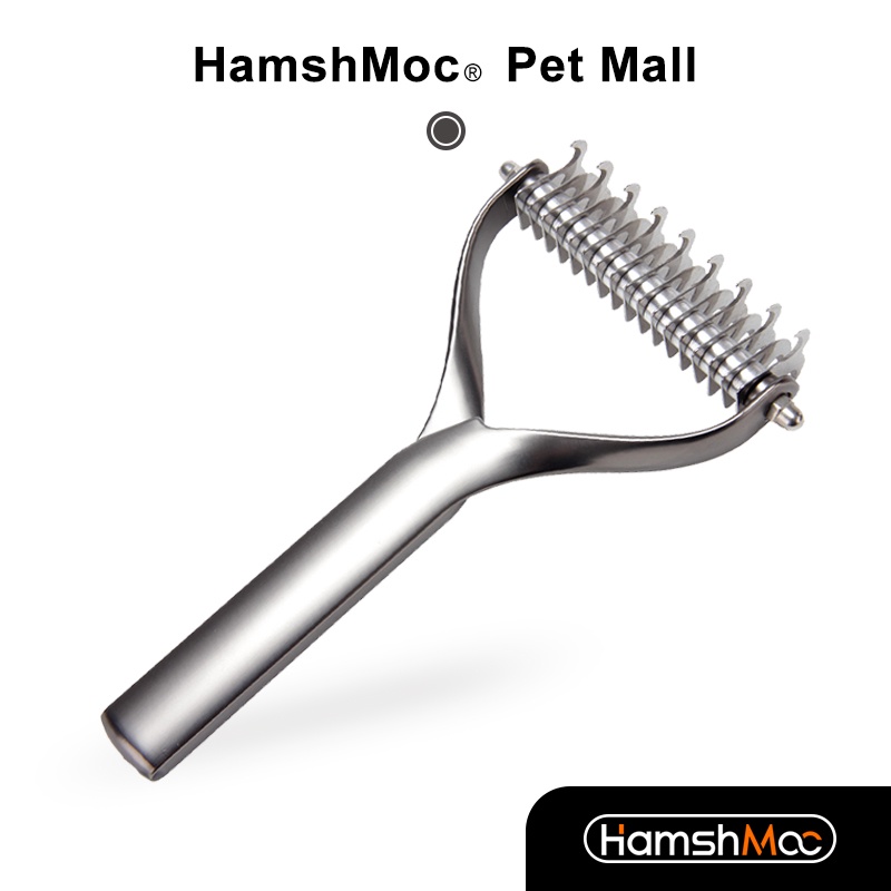 HamshMoc Bàn chải hai mặt cho chó mèo lông dài, gỡ rối lông, dụng cụ chải lông bền bỉ