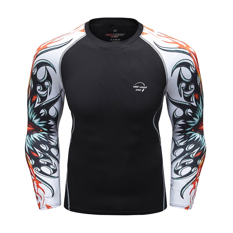 Áo Thun Thể Thao Tay Dài UPF 50 + BJJ Jiu Jitsu Rashguard Phong Cách Punk Cho Nam