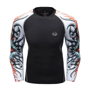 Áo Thun Thể Thao Tay Dài UPF 50 + BJJ Jiu Jitsu Rashguard Phong Cách Punk Cho Nam
