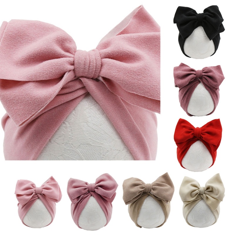 Tầm Nhìn Bé Turban Mũ Dễ Thương Màu Trơn Cotton Sơ Sinh Trẻ Sơ Sinh Beanie Ngọt Ngào Bé Gái