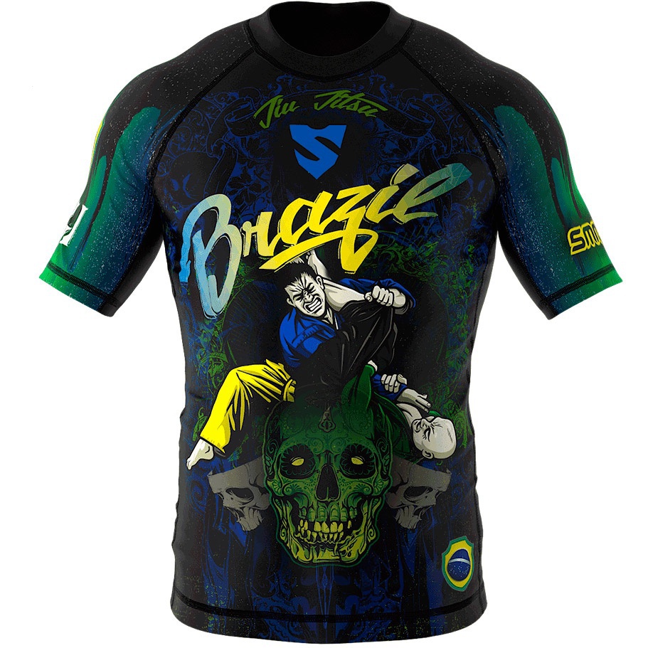 Áo Thun Thể Thao In Chữ Mannen Worstelen Jiu Jitsu Rashguard Strakke