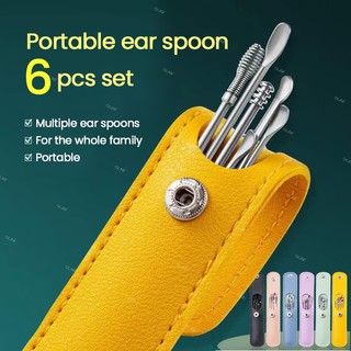 Set 6 Dụng Cụ Lấy Ráy Tai 6 Món Bằng Thép Không Gỉ Tiện Lợi