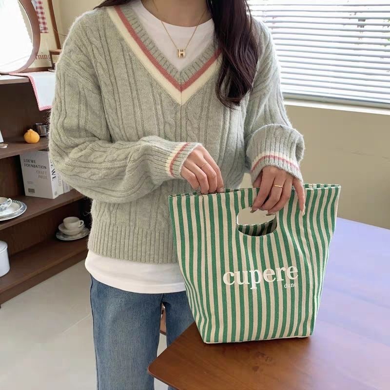 Túi đựng cơm Bento vải canvas phong cách Nhật Bản, giữ nhiệt, xách tay, kèm hộp cơm