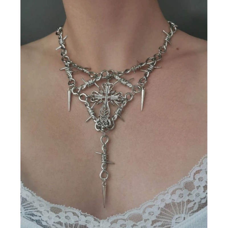 Dasbsug Vòng Cổ Trang Sức Cho Nam Nữ Y2K An Toàn Spur Mặt Dây Chuyền Choker Dây Xích Đảng