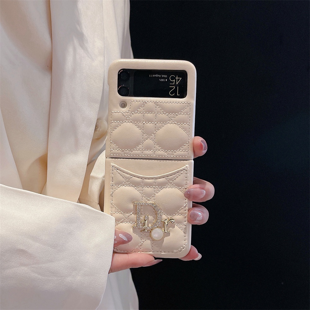Thiết kế da sang trọng Vỏ điện thoại gấp da cừu cho Samsung Galaxy Z Flip 3 4 5 6 Vỏ cho Z Flip6 Trend Style thiết kế độc đáo Vỏ chống móc