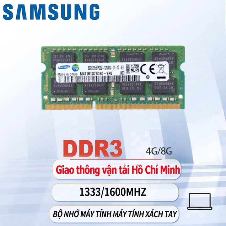 (Gửi bởi Hồ Chí MInh)Laptop Ram DDR3 DDR3L 4GB 8GB Samsung Notebook Memory RAM SODIMM 1333MHZ 1600MHz 204Pin 1.35V 1.5V RAM