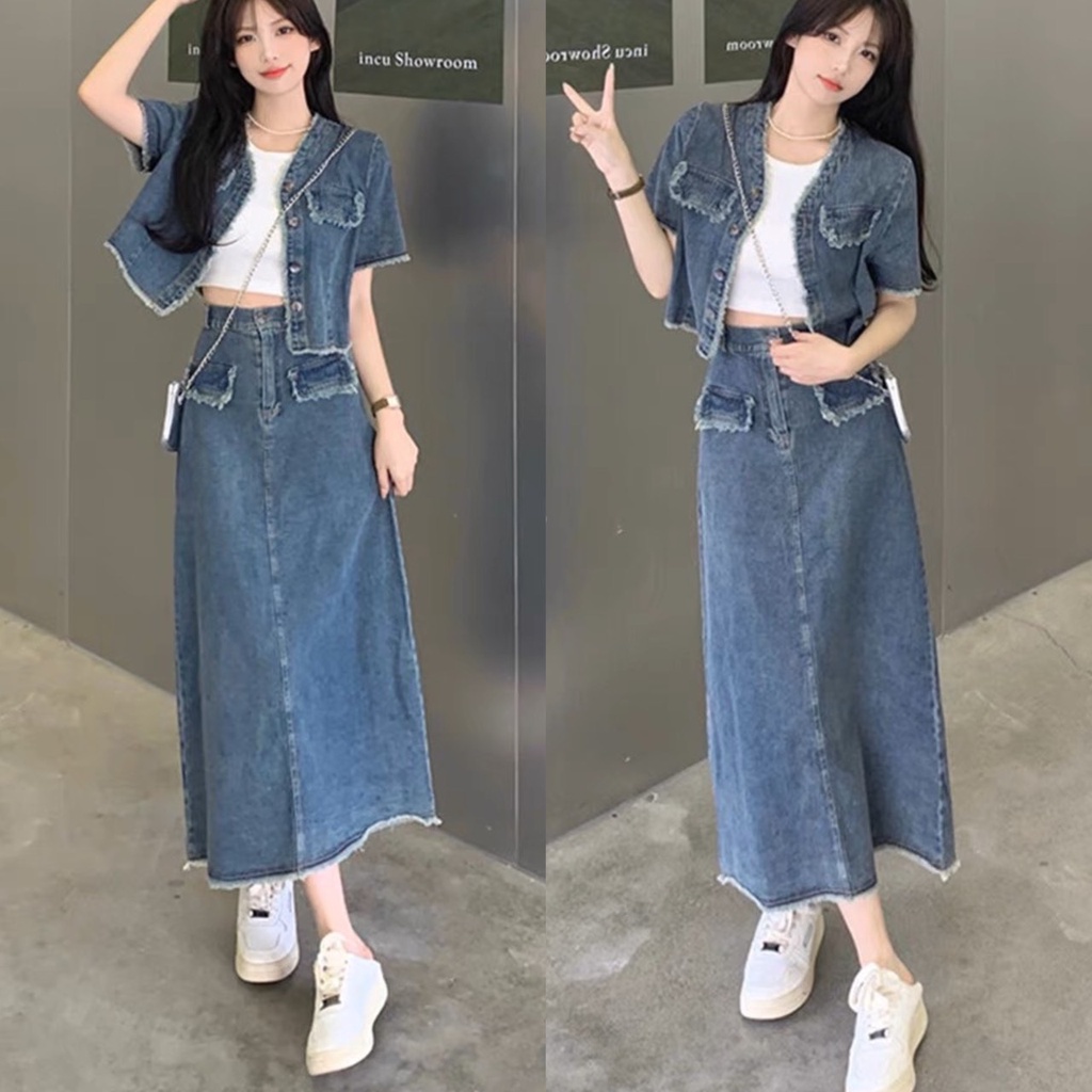 Chân Váy jean Dài Cạp Cao Dáng Dài Rách Đẹp dành cho BigSize 55-90kg ...