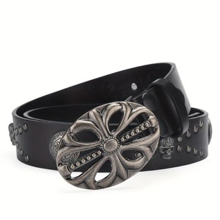 Thắt lưng da NCE đầu xương phong cách Hip Hop và Bohemian, thiết kế kẻ sọcpunk phù hợp xu hướng Y2K