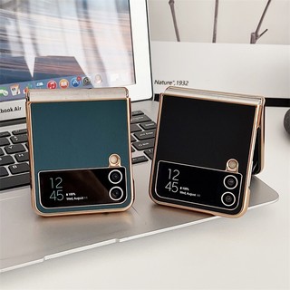 Bao da khung mỏng mạ điện bao da samsung galaxy z flip 5 z flip 4 z flip 5 ultra thin vỏ cứng pc