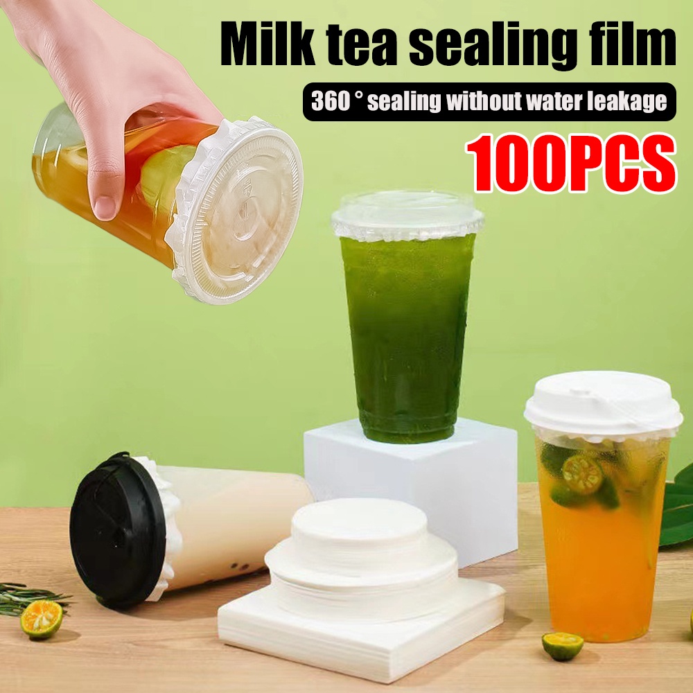 100 cái giấy chống tràn không thấm nước / trà sữa tách cà phê phim chống rò rỉ / nắp cốc chống rò rỉ nắp đậy / tấm lót giấy niêm phong đồ uống tròn