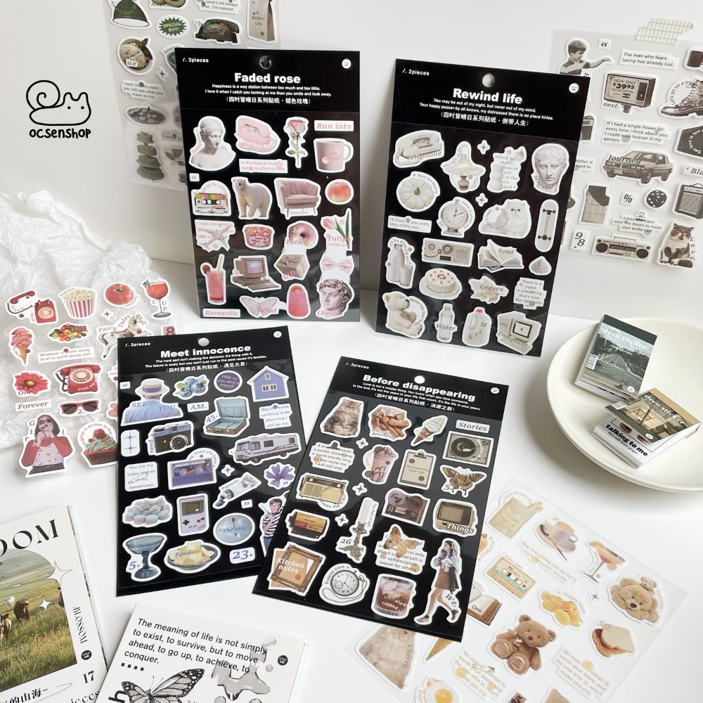 Sticker retro nền đen (2 tấm) | Shopee Việt Nam