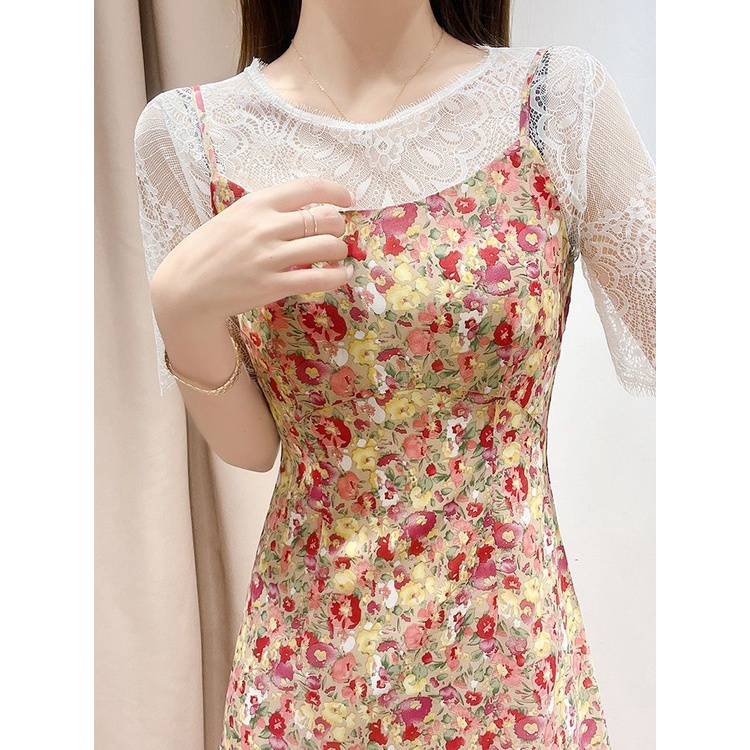 Milyfashion Ren Đen Cutout Tay Ngắn T Gạc Ngắn Top Wavy Edge Mùa Hè
