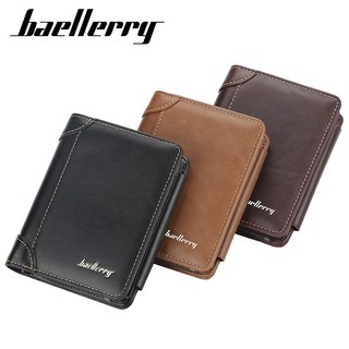 Ví BAELLERRY da PU gập làm ba có khóa kéo thời trang dành cho nam