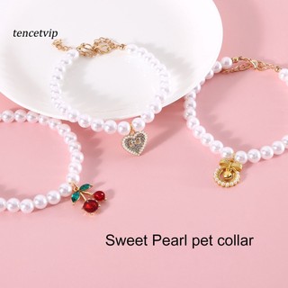 Tencetvip11 Vòng Cổ Mèo Thanh Lịch Bắt Mắt Tinh Tế Thú Cưng Chó Mèo Anh Đào Mặt Dây Chuyền Giả Cổ Ngọc Trai Cung Cấp Cho Thú Cưng