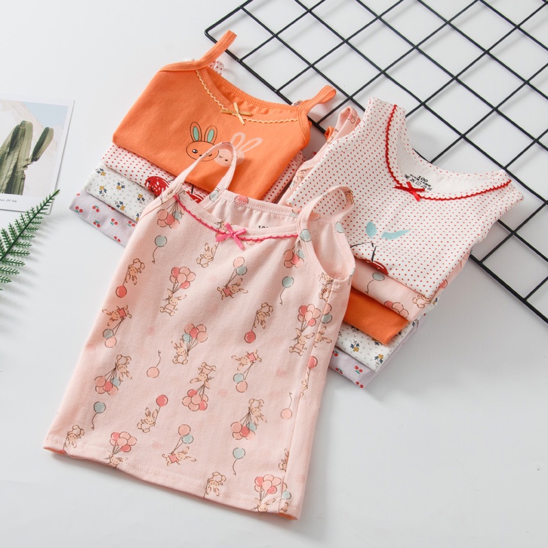 100-160cm Trẻ Em Áo yếm Mùa Hè Nữ Bên Trong Phiên Bản Hàn Quốc Hàng Đầu Bé Gái Co Giãn Đế Cotton Nguyên Chất Quần Lót JUX2