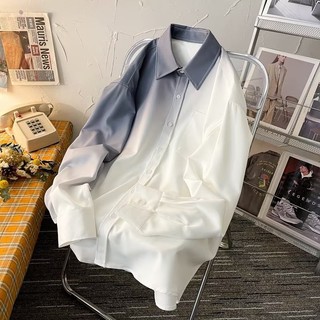 Áo Sơ Mi Nam Dài Tay Dáng Rộng Màu Gradient Phong Cách Harajuku Nhật Bản Thời Trang