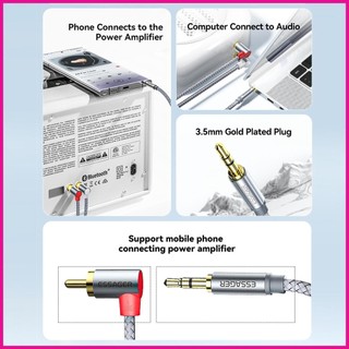 Dây Cáp Âm Thanh RCA Nối Cổng 2RCA Với Giắc 3.5mm Và Cổng AUX Góc 90 Độ Cho Máy Khuếch Đại Âm Thanh