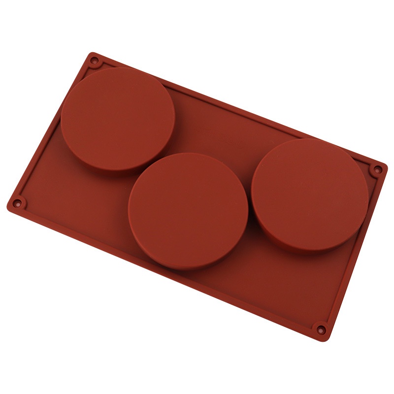 Khuôn Silicone Tròn 3 Ngăn 4Inch Tự Làm Bánh Quy / Socola Tiện Dụng