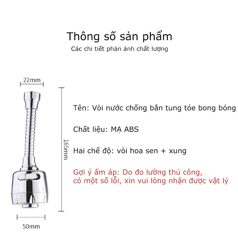 Vòi Inox Loại Dài 20cm Xoay 360 độ Rửa Chén Bát Dĩa Dùng Trong Gia đình
