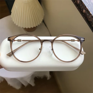 【-0°~-400°Mắt Kính Gọng Tròn Siêu Nhẹ Chống Ánh Sáng Xanh Phong Cách Hàn Quốc Cho Nam Và Nữ
