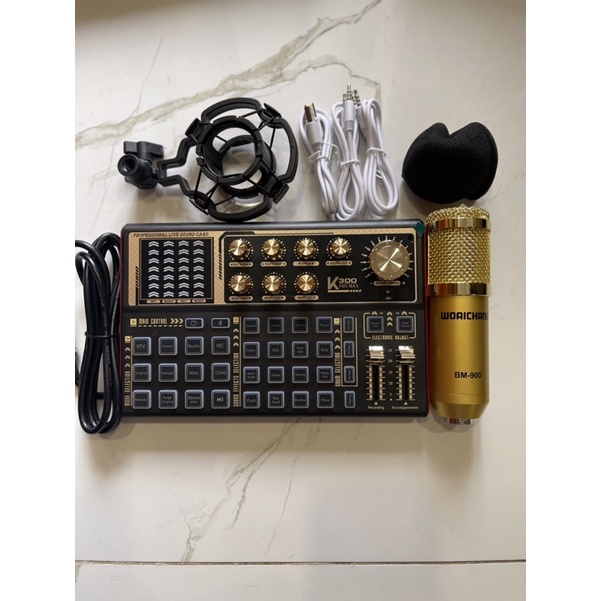 Bộ mic thu âm bm900 sound card k300 pro max, micro livestream chuyên ...