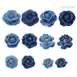 Set 5 Bông Hoa Vải Denim Dễ Thương Dùng Làm Đồ Trang Sức DIY