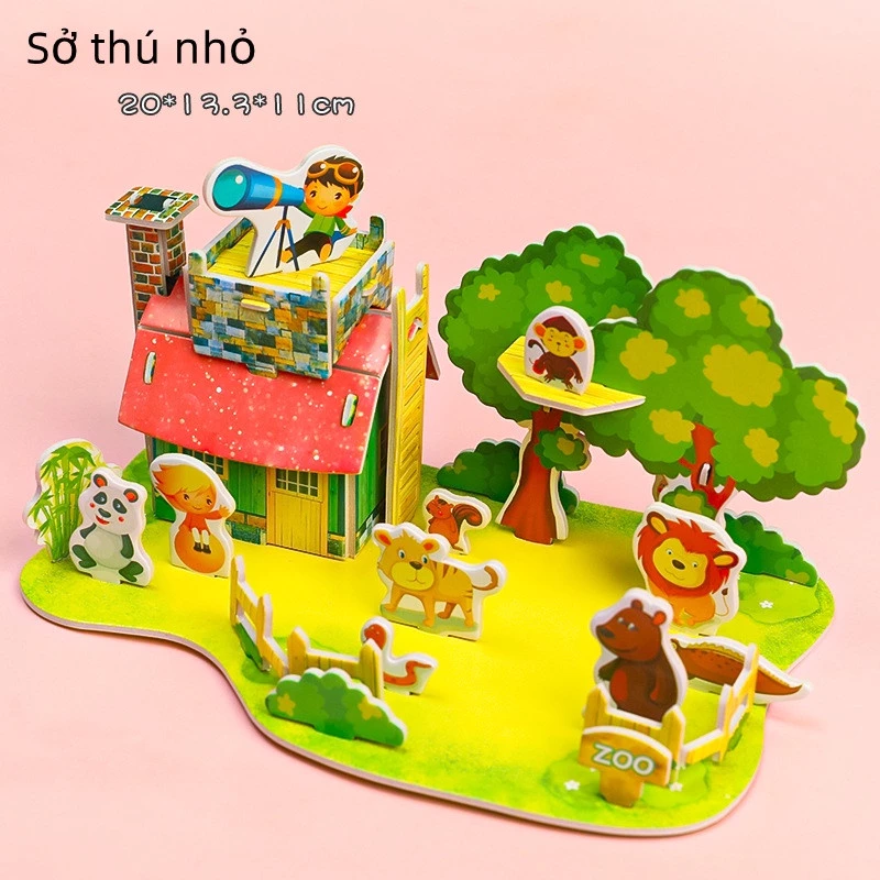 [HCM] Đồ Chơi Xếp Hình Ngôi Nhà 3D Bằng Bìa Xốp Cho Bé Mô hình 3D giấy tự lắp ráp Pandora112