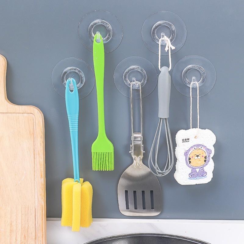 Móc Treo Đồ Dán Tường Trong Suốt Chống Nước Chịu Tải Nặng Không Đục Lỗ Cho Nhà Bếp Nhà Tắm