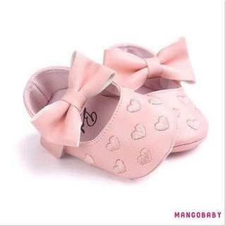 Mg-baby Bé Gái Nơ Moccasin Đế Mềm Cũi Giày Chống Trơn Trượt Prewalker Giày Màu Trơn