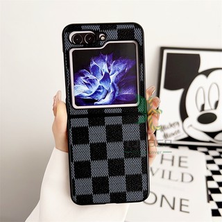 Bao da in hình cổ điển mỏng bao da samsung galaxy z flip 5 z flip 4 z flip 3 matte squares hình hoa vỏ cứng pc