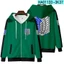 SY3 Anime Tấn Công Titan Áo Dài Tay Top Unisex Dây Kéo Cosplay Eren Wings of Liberty 3D Áo Khoác Ngoài