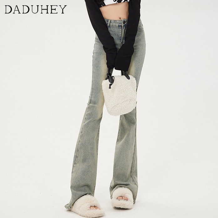 Ảnh Quần jean DADUHEYlưng cao ống loe retro thời trang phong cách Hàn Quốc cho nữ 2