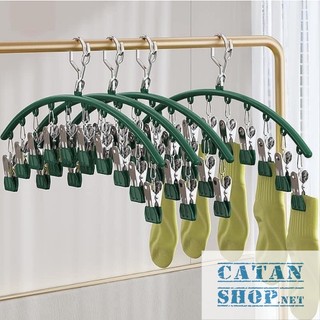 Móc phơi quần áo, treo tất vớ 10 kẹp chống rơi (giao màu ngẫu nhiên) GD707-M10k