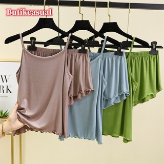 Bộ Đồ Ngủ 2 Món Gồm Áo Cotton Trơn Dáng Rộng Và Quần Ngắn Thời Trang Mùa Hè 2023