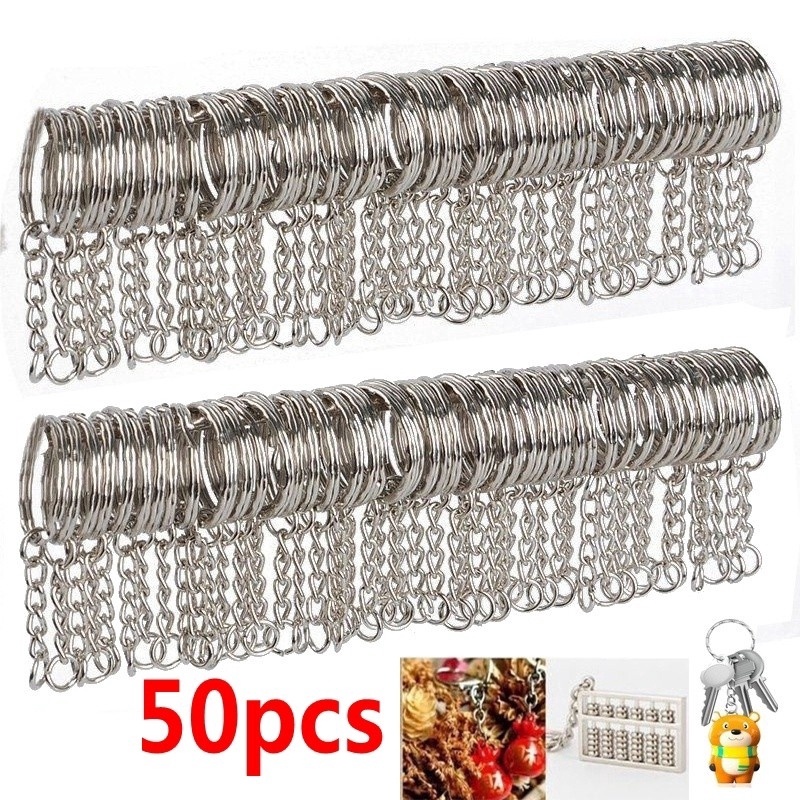 Set 50 Móc Chìa Khóa Mạ Bạc Tự Làm Cho Nam Nữ
