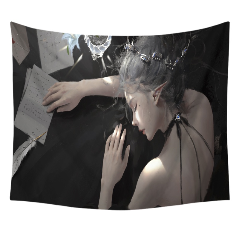 Thảm Treo Tường Trang Trí Phòng Ngủ Bằng Polyester In Hình Cô Gái Anime Ghostblade & Yan Haiqin & Aeolian