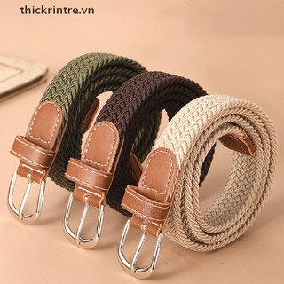 Thắt Lưng Vải Canvas Phối Da Dệt Co Giãn Tốt Thời Trang Cho Nữ