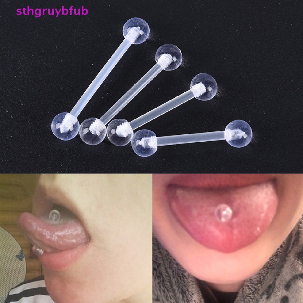 Set 10 Khuyên Lưỡi Bằng Acrylic Trong Suốt Cá Tính