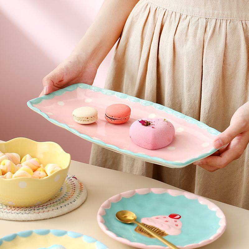 Đĩa Sứ Đựng Thức Ăn Tráng Miệng Kiểu Hàn Quốc Sáng Tạo