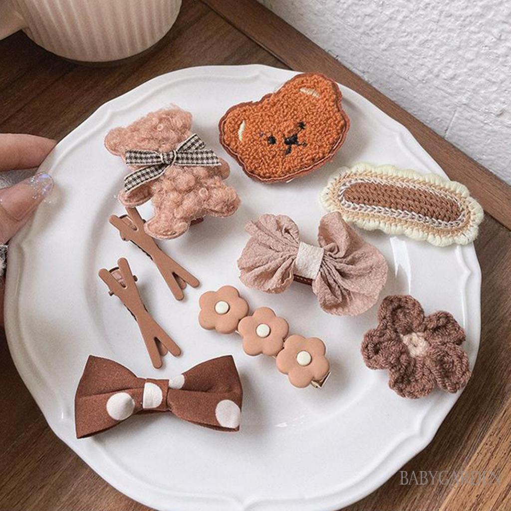 Set 9 Kẹp Tóc Hình Gấu Hoạt Hình Dễ Thương Cho Bé Gái