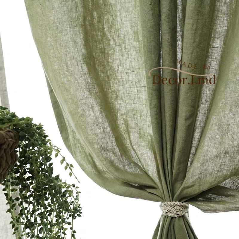rèm cửa sổ vải linen tone màu xanh rêu vintage, màn cửa lớn xinh đẹp ...