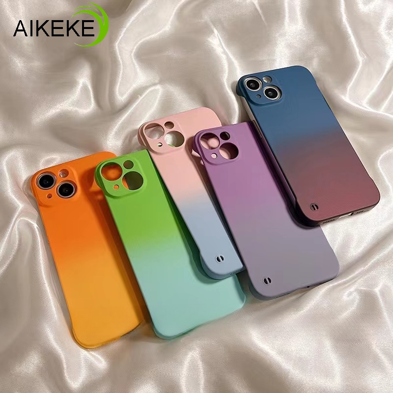 Ốp Điện Thoại Cứng Không Viền Siêu Mỏng Màu Gradient Cho iphone 11 Pro Max Xs Max XR X 8 7 Plus SE 2020 2022